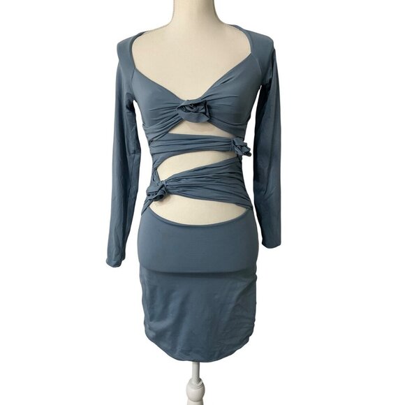 Maygel Coronel Lorena Dress in Steel Blue One Size Fits Most Womens Stretch Mini - Picture 4 of 11